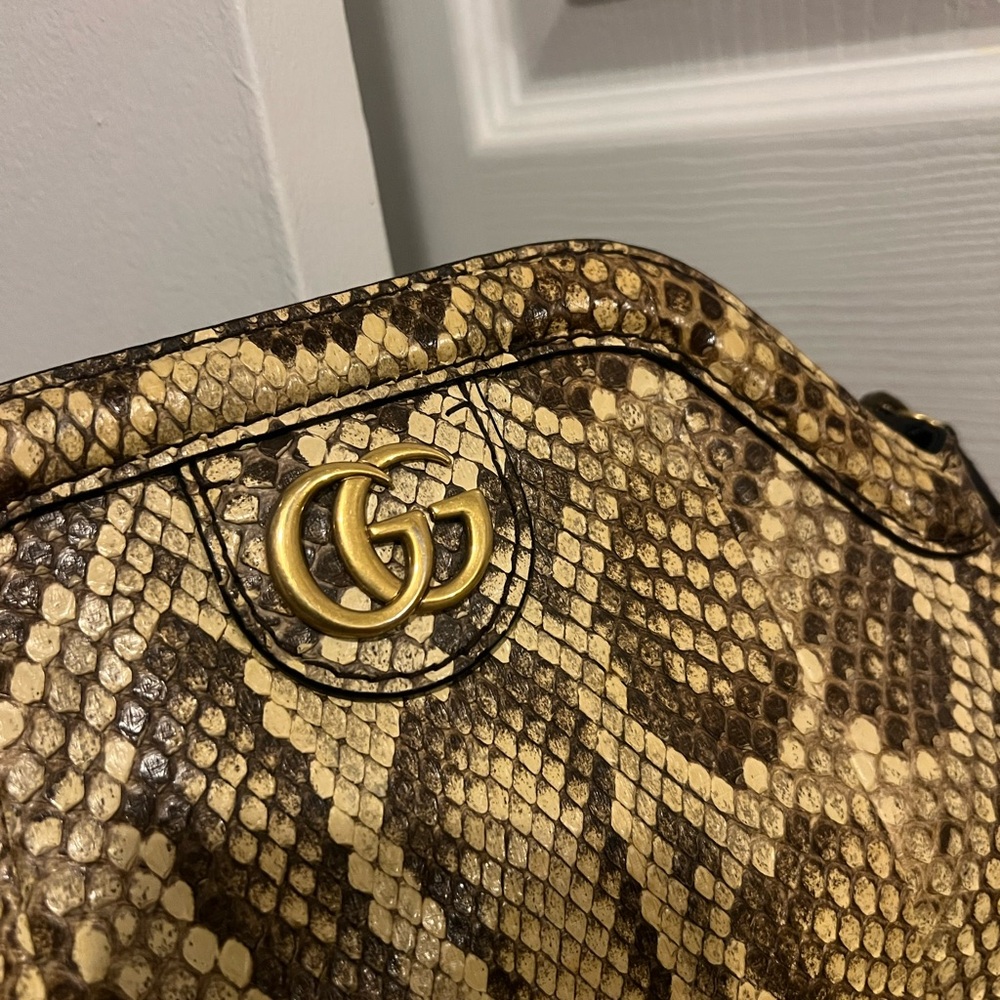 RARE GUCCI Brown Python Print Cross Body Bag - image 2